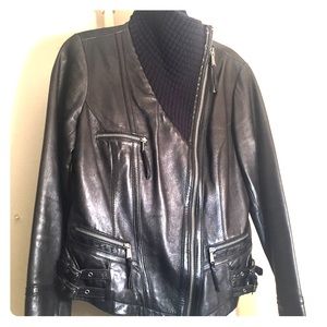 Michael Kors Leather Jacket asymmetrical zip